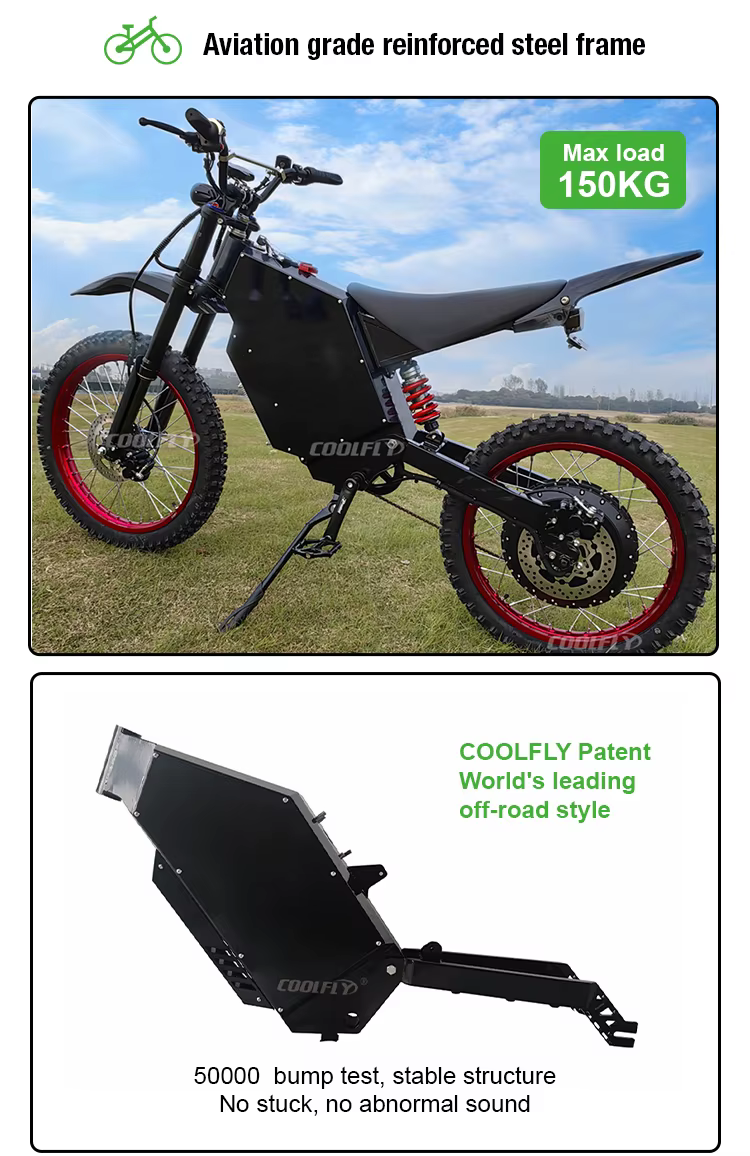 COOLFLY STEALTH BOMBER MOTORCYCLE 72V 8000W 26AH(China Battery) 90KM/H, 60-70KM - immagine 12